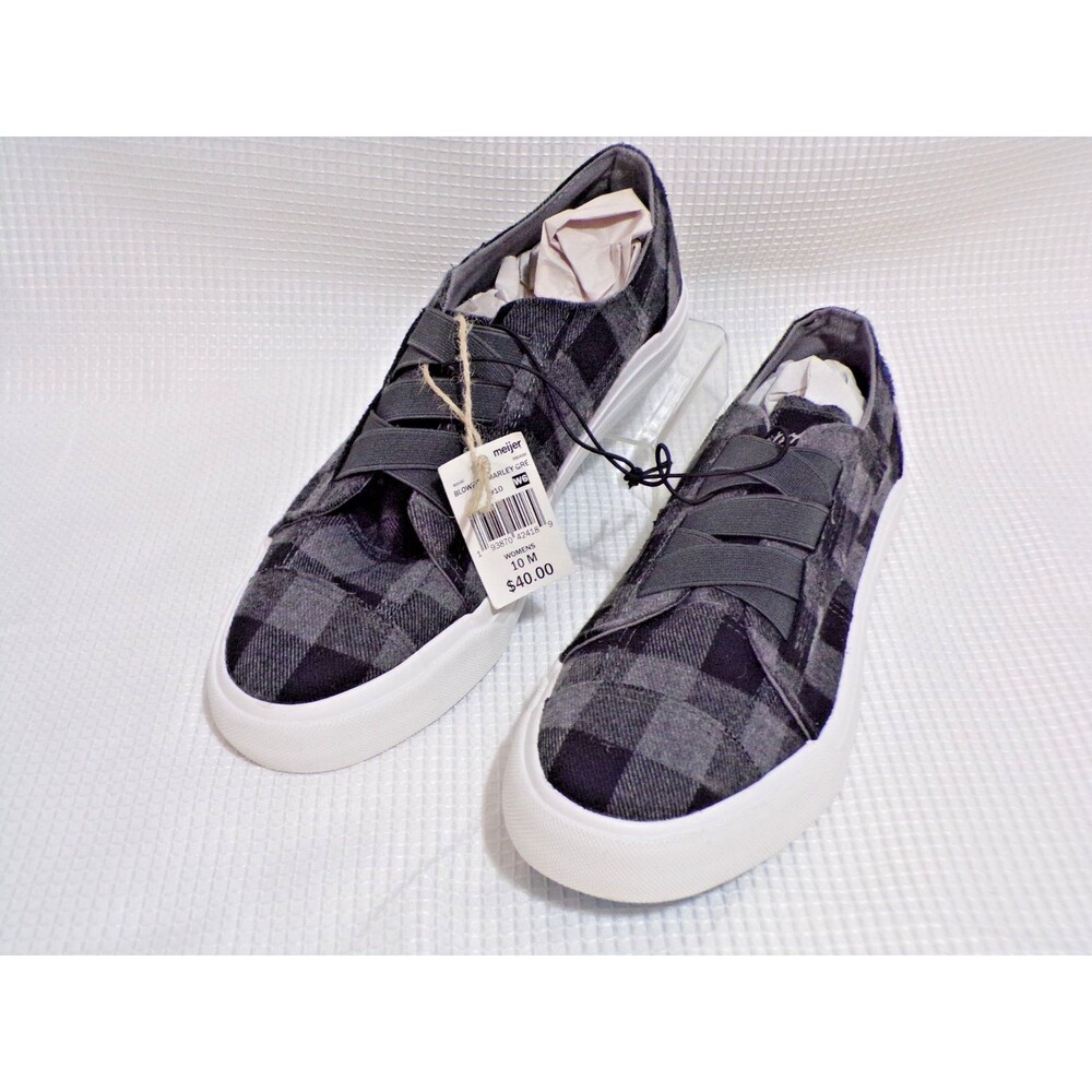Blowfish Checkered Women's Loafers Gray & Black w/White Soles Size 10M Slip On's